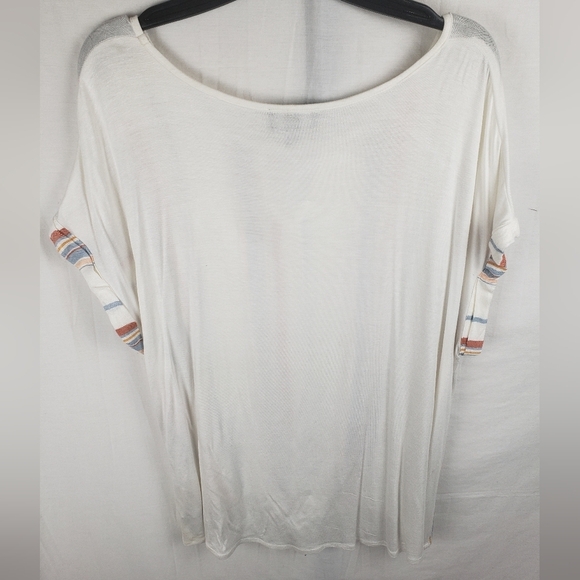 IZ Byer Women's Striped White Short Sleeve Shirt Sz XXL - Picture 3 of 7